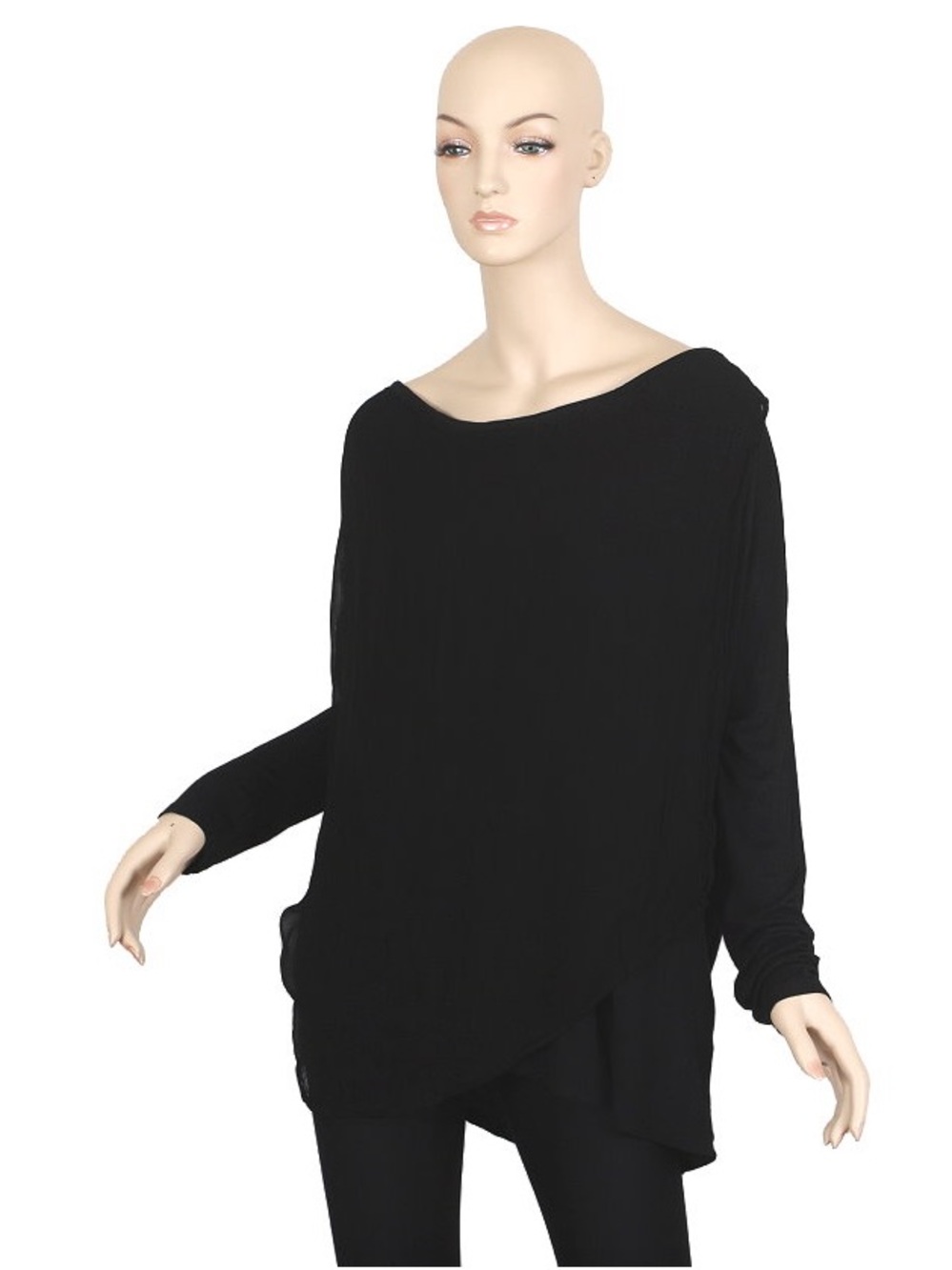 All Saints Ladies Black Viscose Silk Layered Tunic Top Large